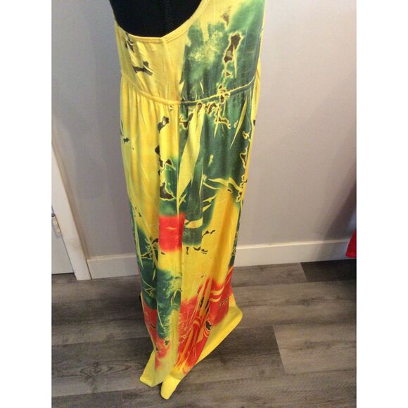 Daniel Benjamin XL Racerback Maxi Summer Dress Sleeveless Yellow - Picture 3 of 9